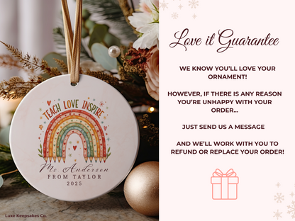 Personalized Teacher Ornament - Christmas Ornament for Teachers - Custom Name Gift