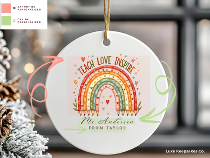 Personalized Teacher Ornament - Christmas Ornament for Teachers - Custom Name Gift