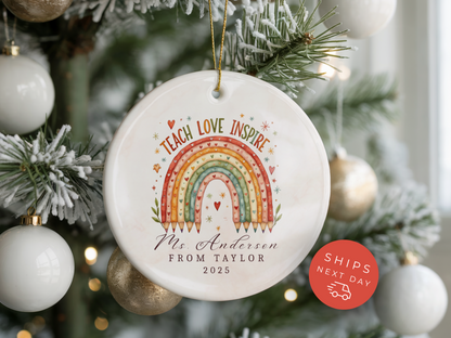 Personalized Teacher Ornament - Christmas Ornament for Teachers - Custom Name Gift