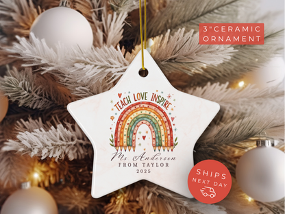 Personalized Teacher Ornament - Christmas Ornament for Teachers - Custom Name Gift