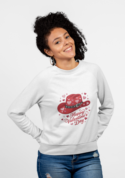 Valentine's Day Red Heart Cowboy Hat Sweatshirt