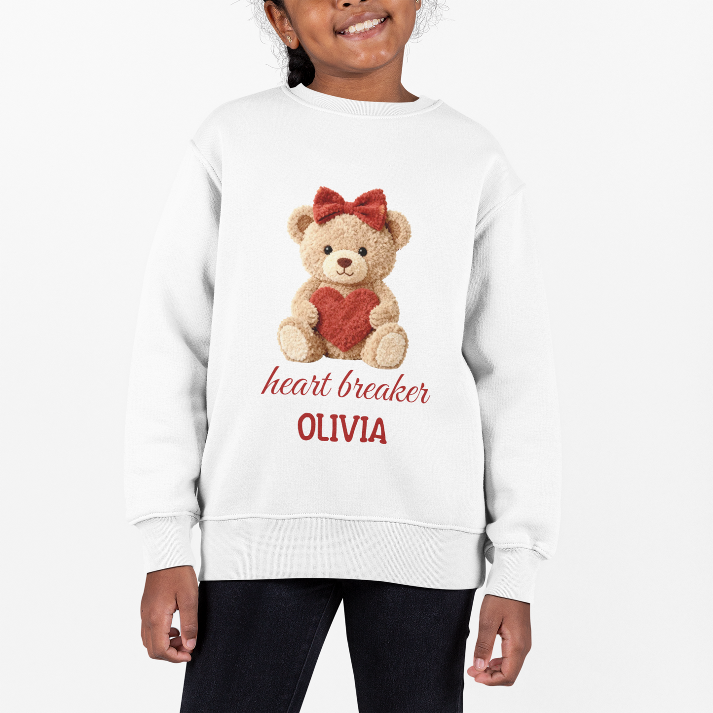 Heart Breaker Teddy Bear Personalized Kids Sweatshirt