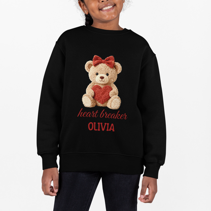 Heart Breaker Teddy Bear Personalized Kids Sweatshirt