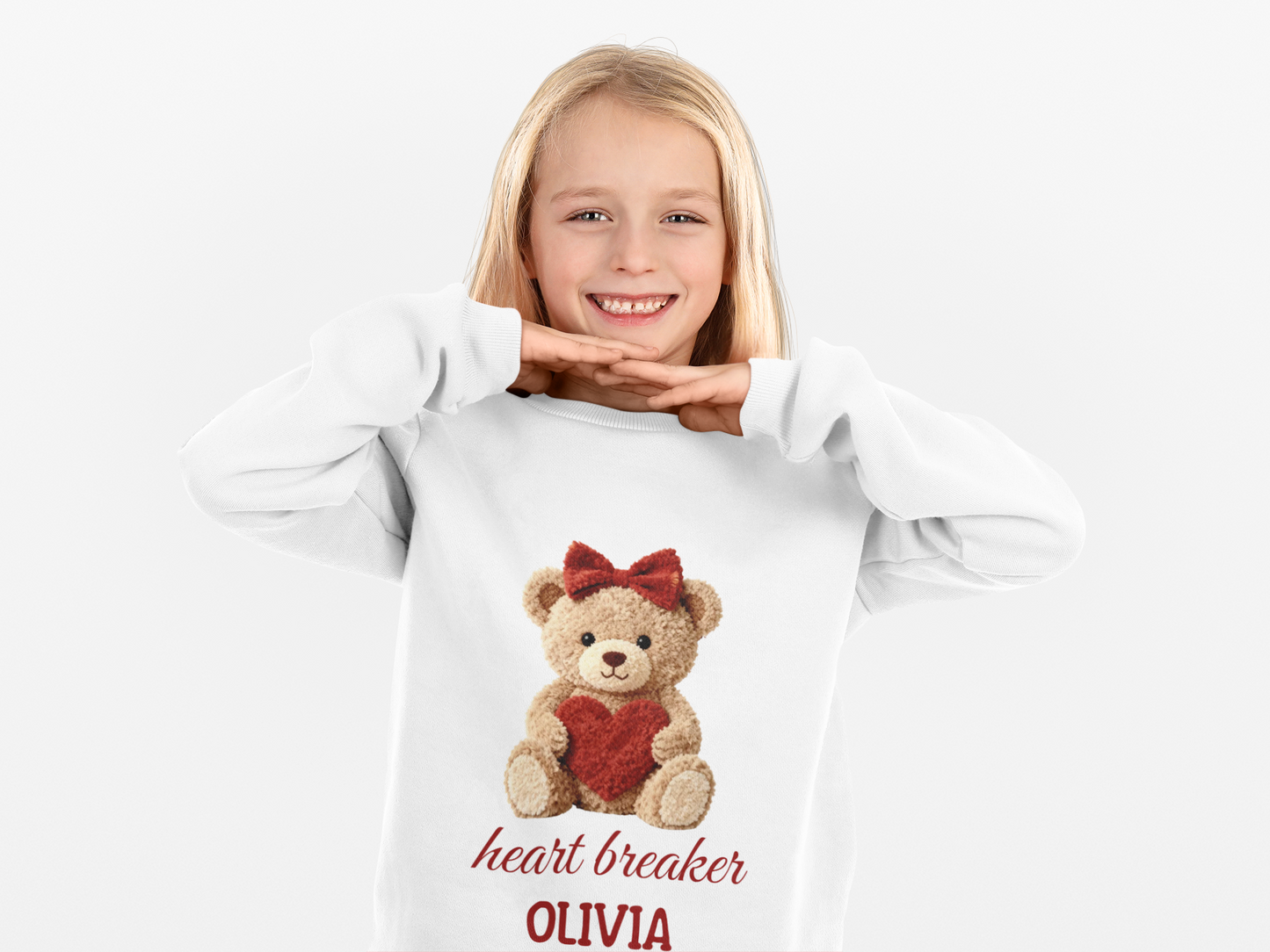 Heart Breaker Teddy Bear Personalized Kids Sweatshirt