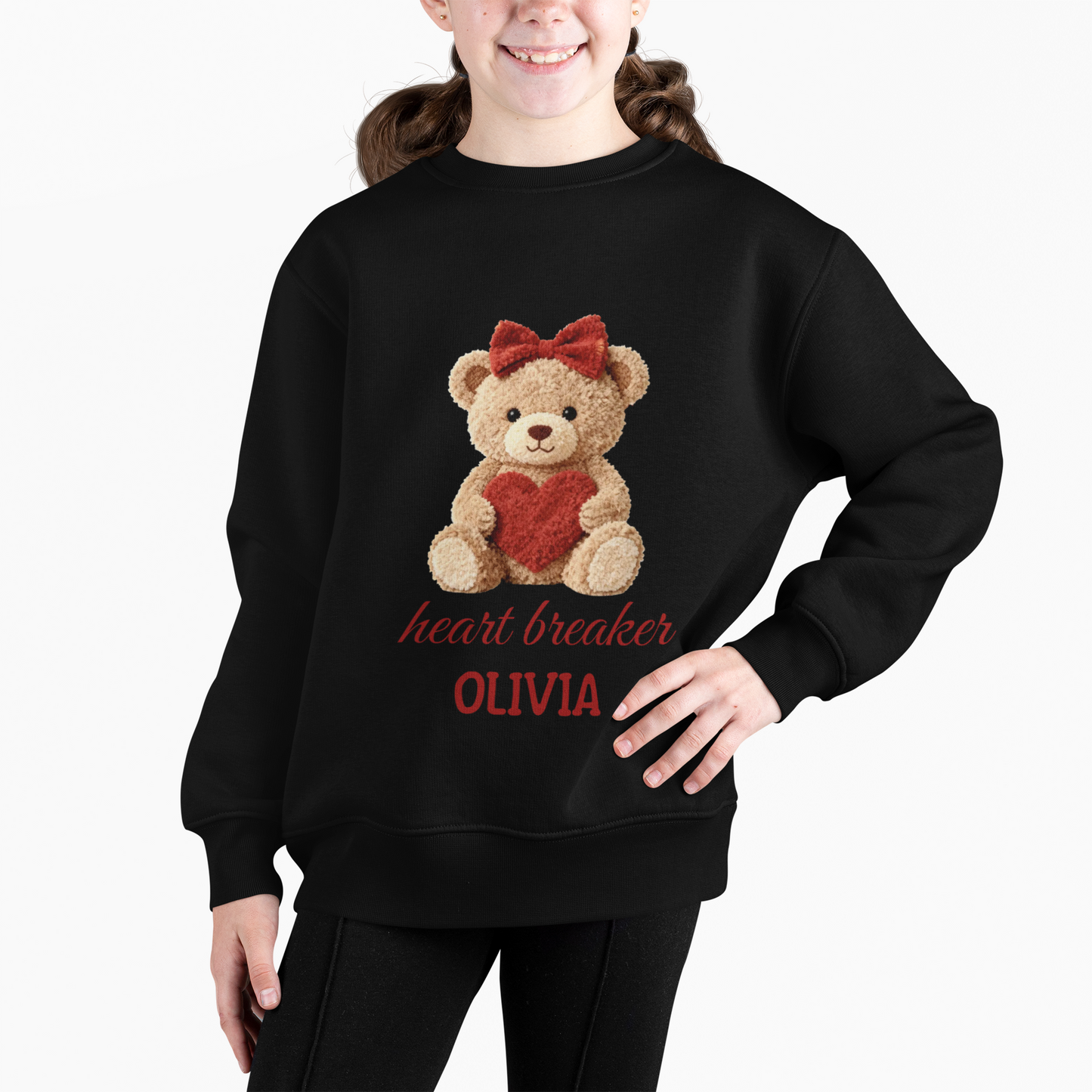 Heart Breaker Teddy Bear Personalized Kids Sweatshirt