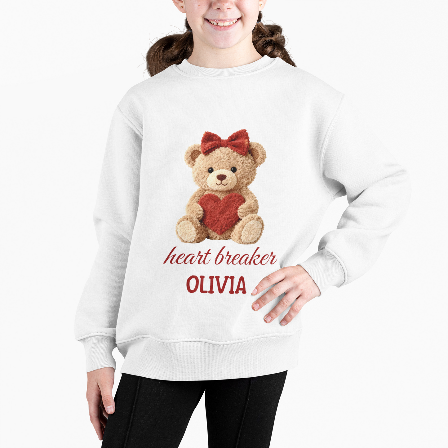 Heart Breaker Teddy Bear Personalized Kids Sweatshirt