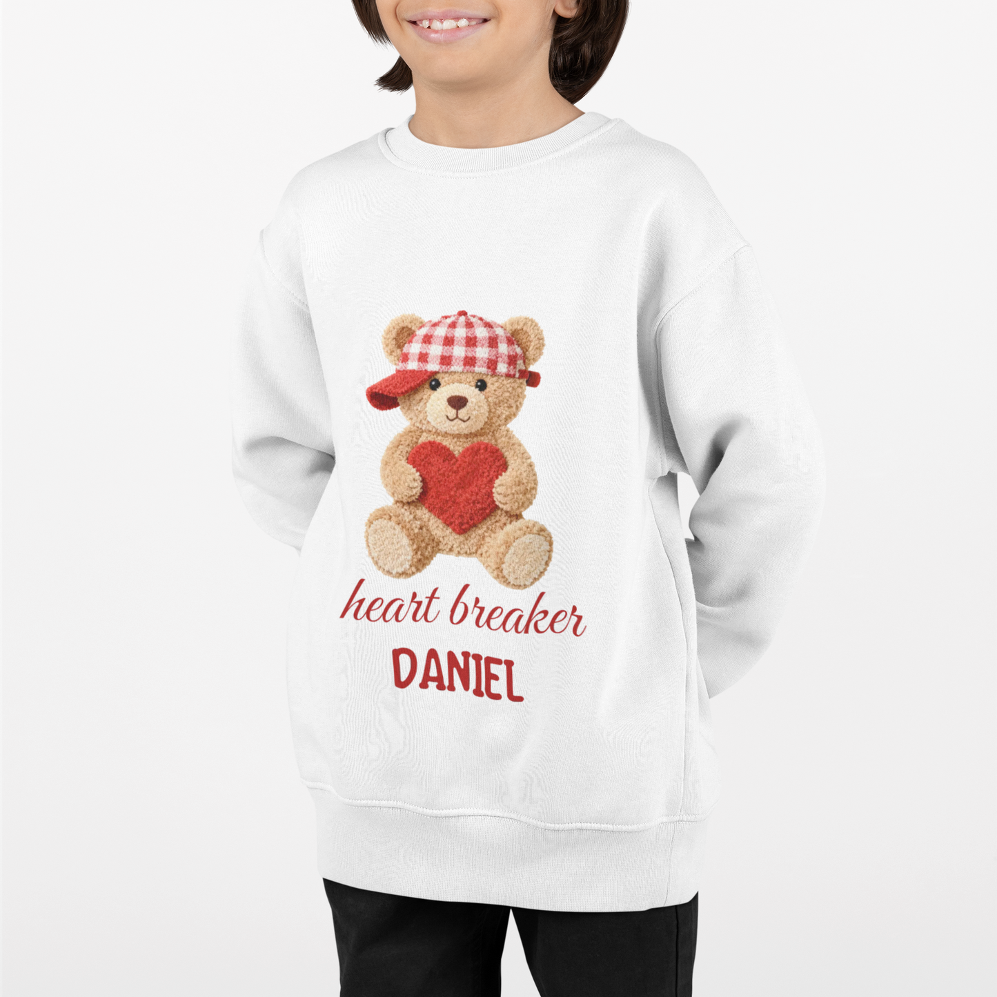 Heart Breaker Teddy Bear Personalized Kids (Boys) Sweatshirt