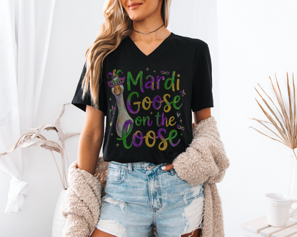 Mardi Goose on the Loose V-Neck Tee