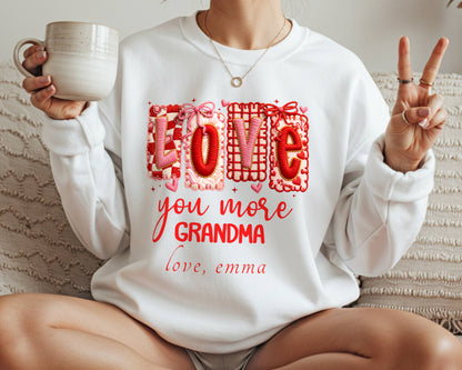Personalized Grandma Valentine Sweatshirt — Custom Grandma Valentine's Day Crewneck