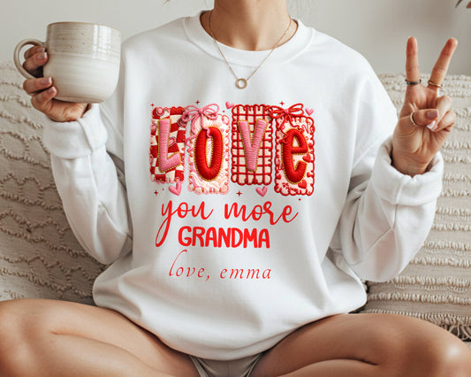 Personalized Grandma Valentine Sweatshirt — Custom Grandma Valentine's Day Crewneck