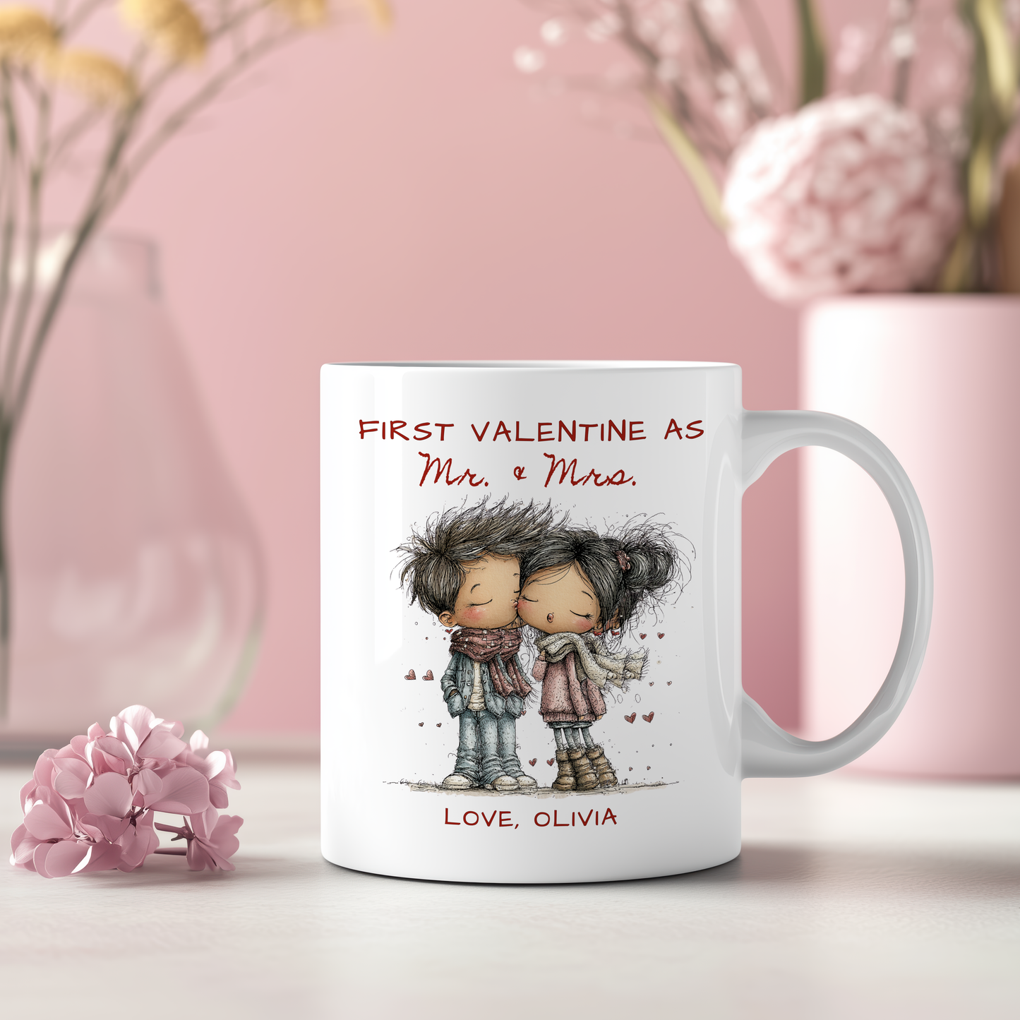 First Valentine as Mr. & Mrs. Mug – Personalized Valentine’s Day Mug for Newlyweds