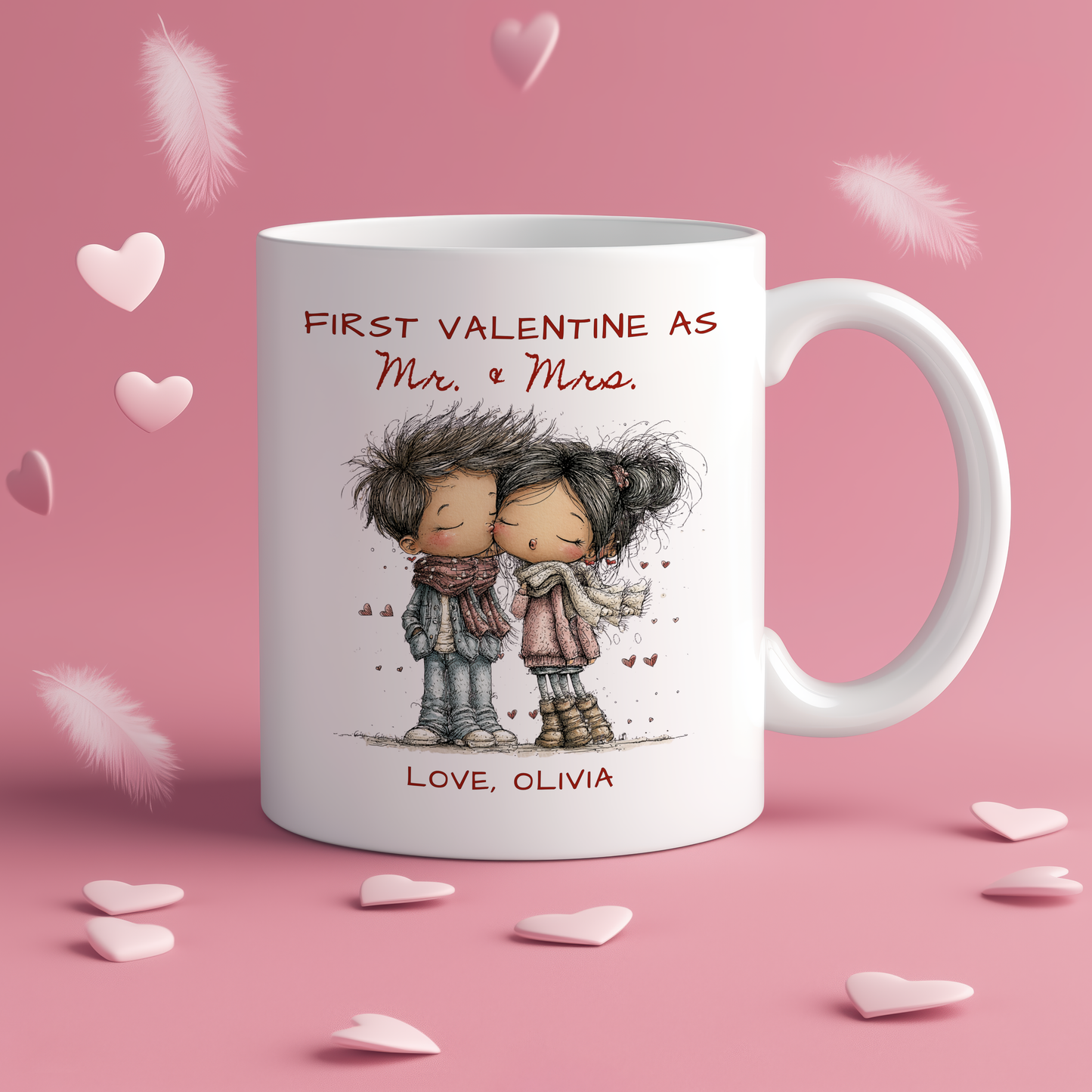 First Valentine as Mr. & Mrs. Mug – Personalized Valentine’s Day Mug for Newlyweds