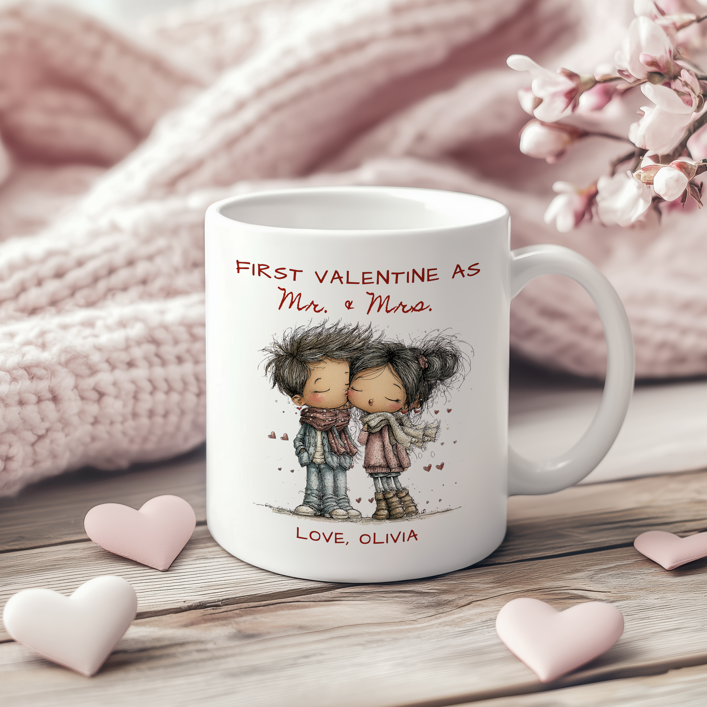 First Valentine as Mr. & Mrs. Mug – Personalized Valentine’s Day Mug for Newlyweds