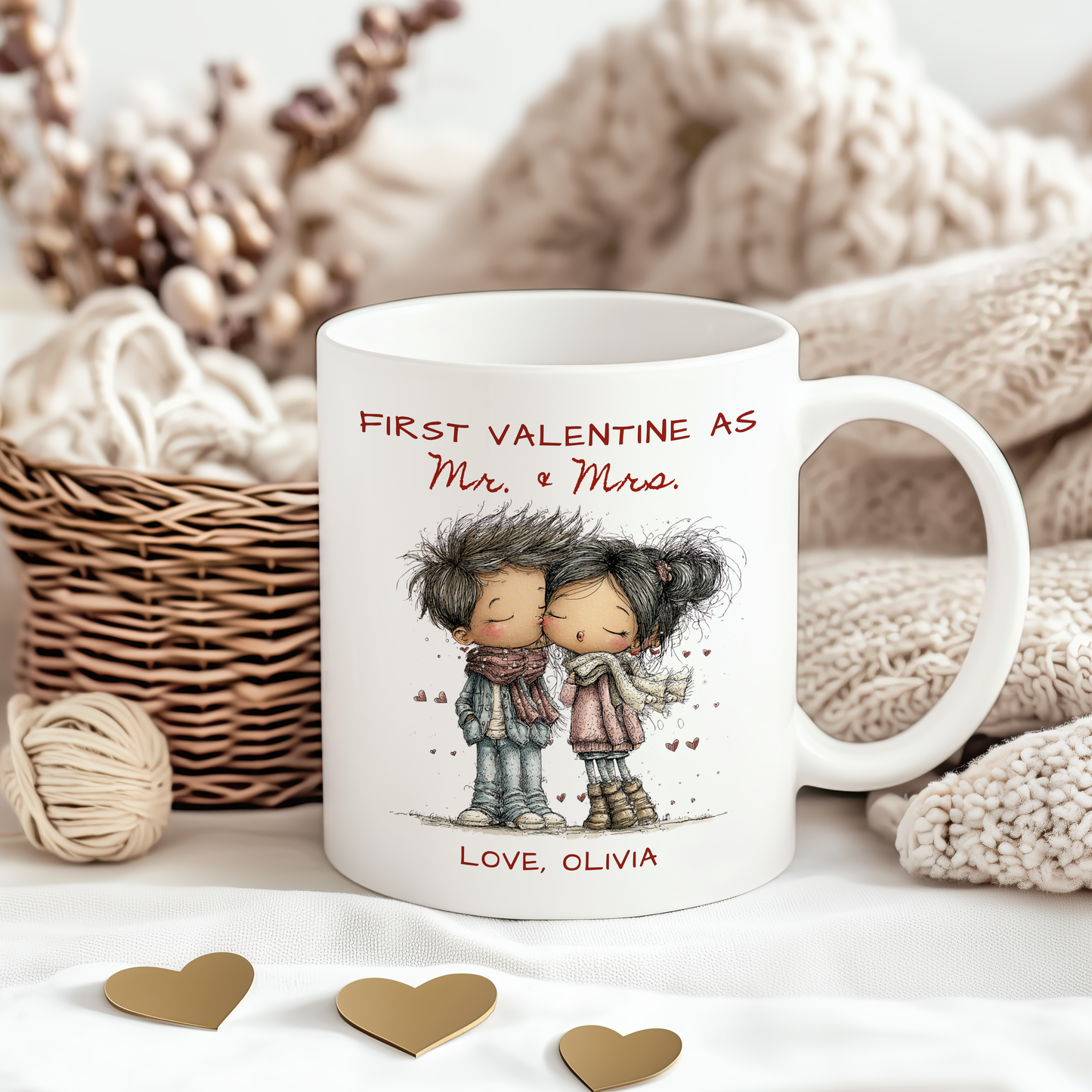 First Valentine as Mr. & Mrs. Mug – Personalized Valentine’s Day Mug for Newlyweds