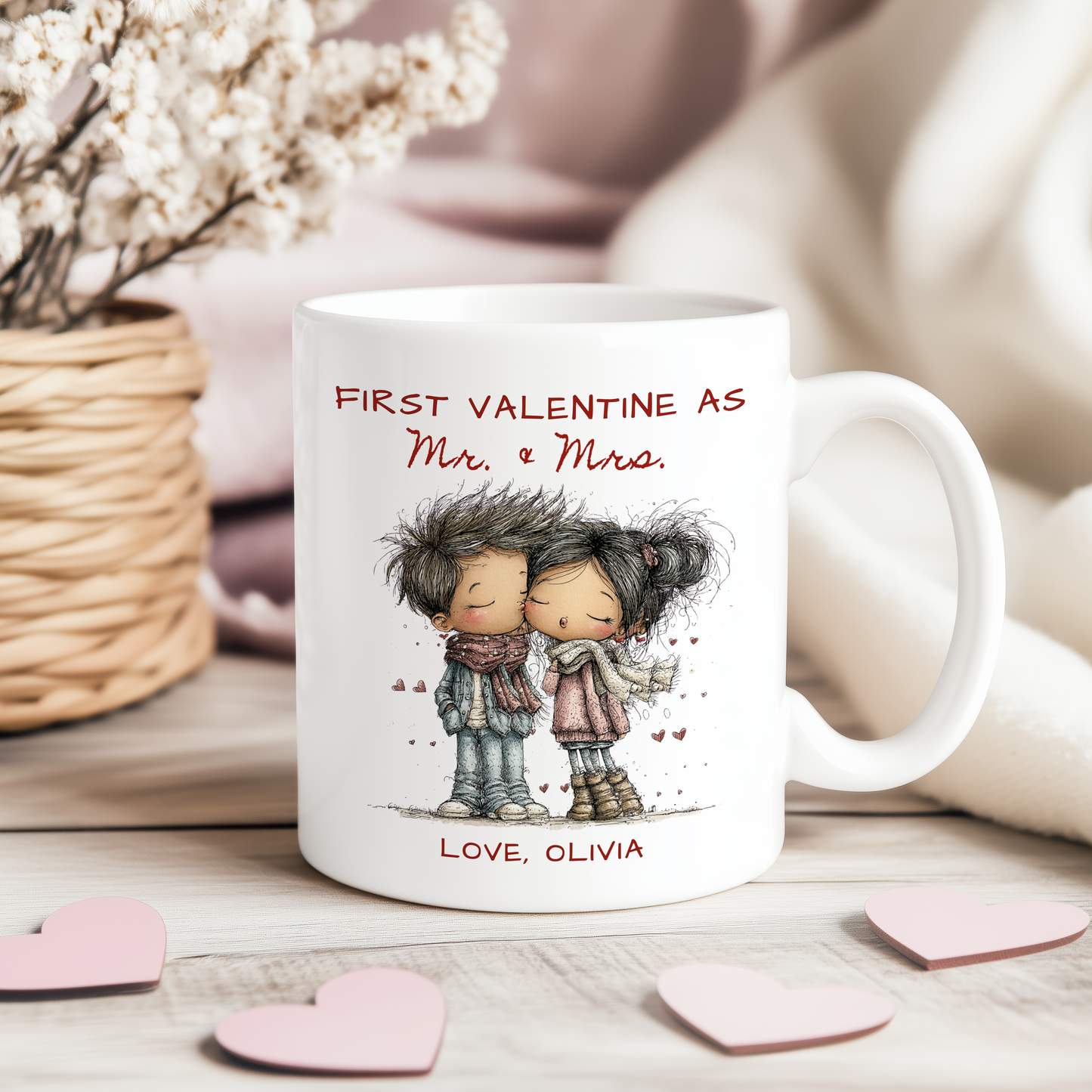 First Valentine as Mr. & Mrs. Mug – Personalized Valentine’s Day Mug for Newlyweds