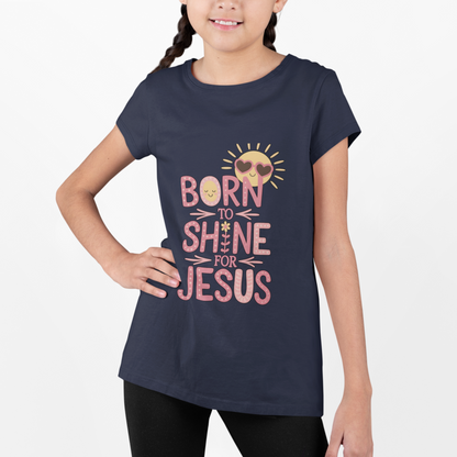 Worship Tee for Kids – “Born to Shine for Jesus” Toddler & Youth Christian T-Shirt