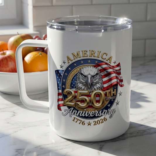America 250th Anniversary Coffee Mug – 1776-2026 Commemorative Mug | Patriotic Eagle Mug | 4th of July Gift | America 250 Collectible | 10oz Insulated Coffee Mug