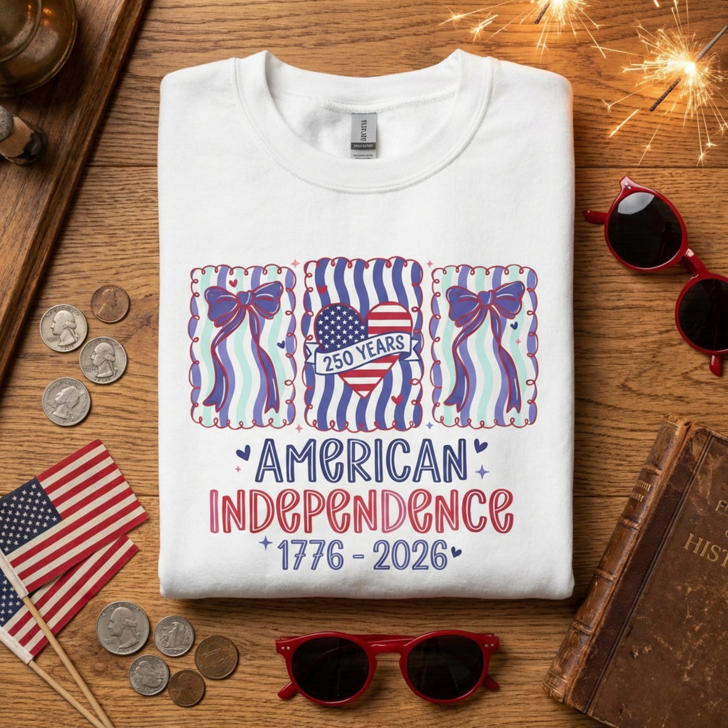 American Independence Sweatshirt – 250 Years 1776-2026 | Coquette Patriotic Sweatshirt |  America 250th Birthday Shirt