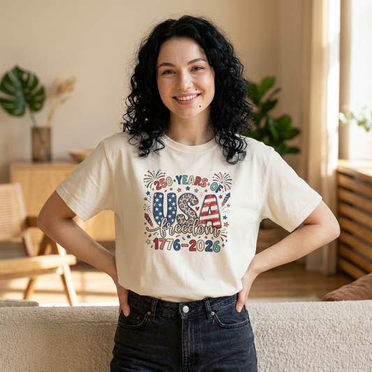 USA Freedom 250th Anniversary Women's Boxy Tee