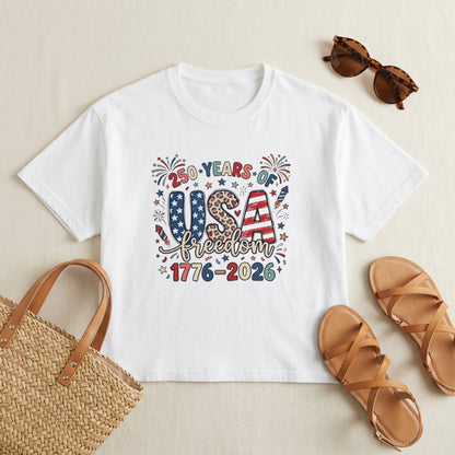 USA Freedom 250th Anniversary Women's Boxy Tee