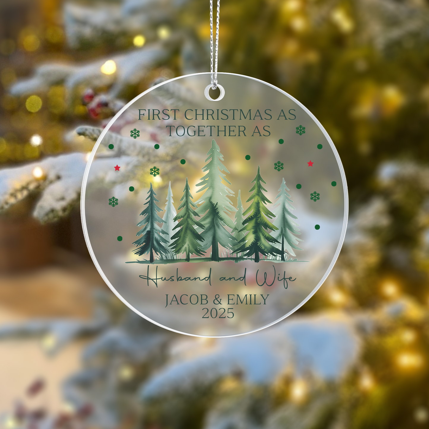 First Christmas as Husband and Wife Personalized Acrylic Ornament 2025 – Custom Newlywed Ornament, Married Couple Gift Keepsake