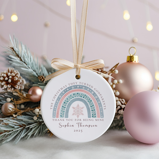 Personalized Godparent Ornament from Godchild – Custom Names & Year – Thank You Christmas Gift Keepsake