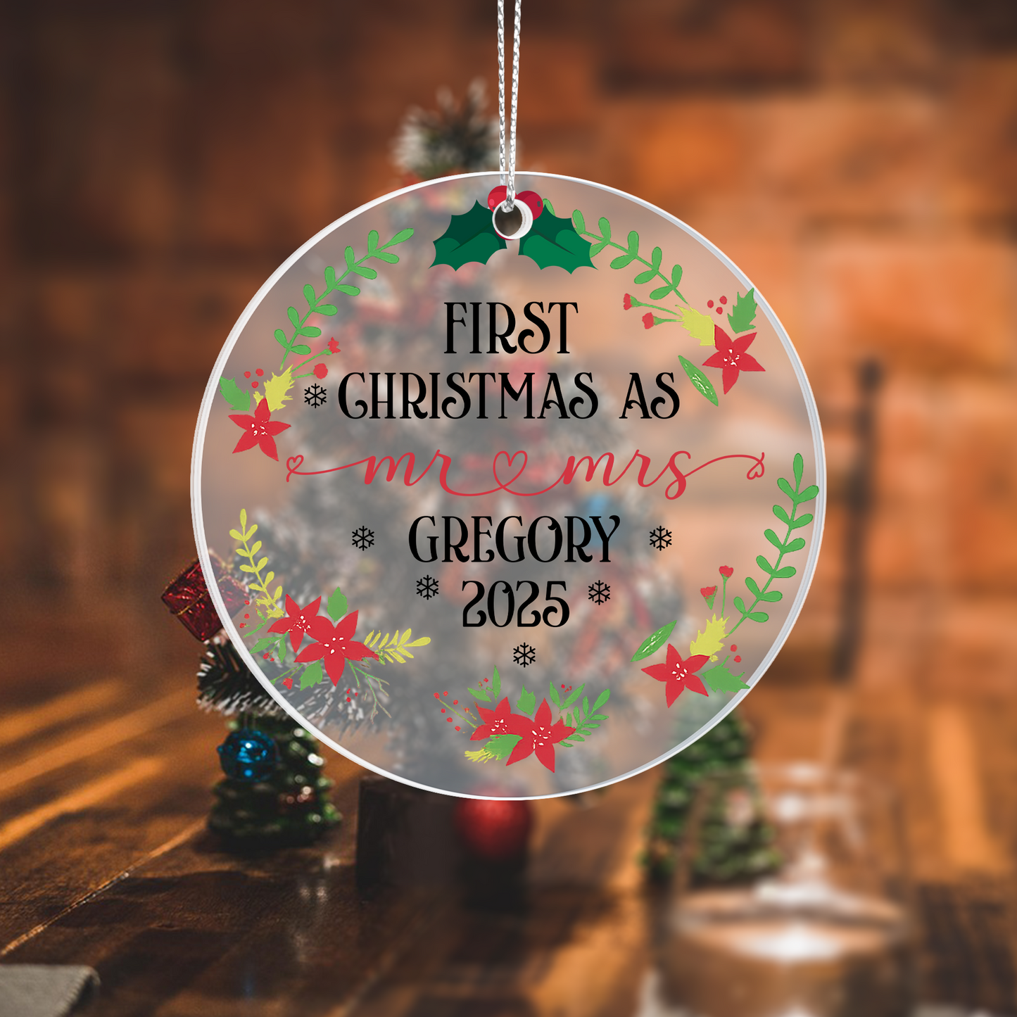 First Christmas as Mr & Mrs 2025” acrylic ornament !