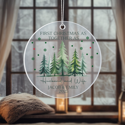 First Christmas as Husband and Wife Personalized Acrylic Ornament 2025 – Custom Newlywed Ornament, Married Couple Gift Keepsake