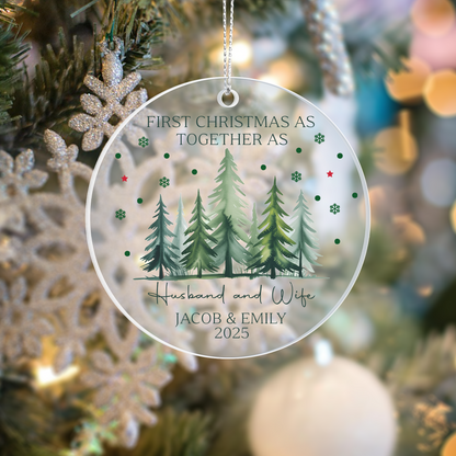First Christmas as Husband and Wife Personalized Acrylic Ornament 2025 – Custom Newlywed Ornament, Married Couple Gift Keepsake