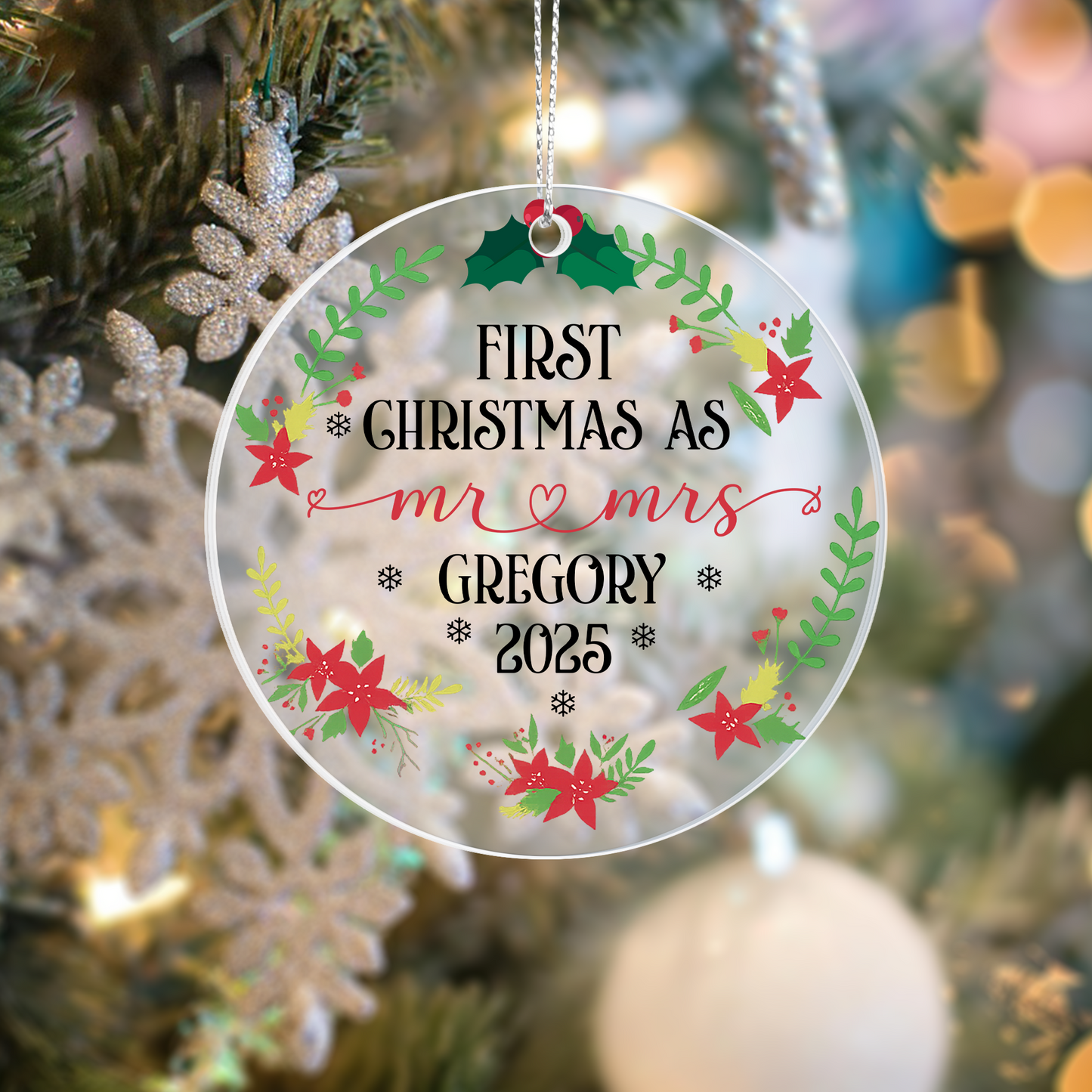 First Christmas as Mr & Mrs 2025” acrylic ornament !