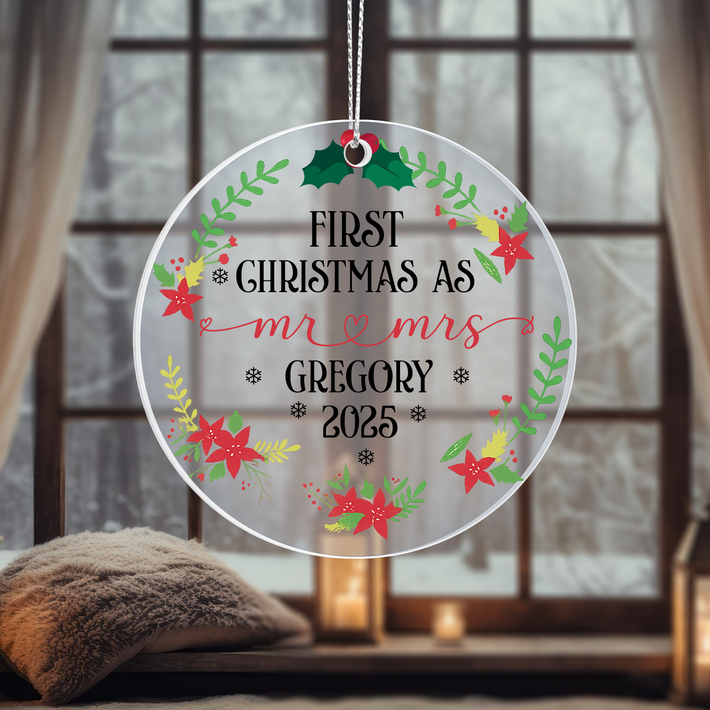 First Christmas as Mr & Mrs 2025” acrylic ornament !