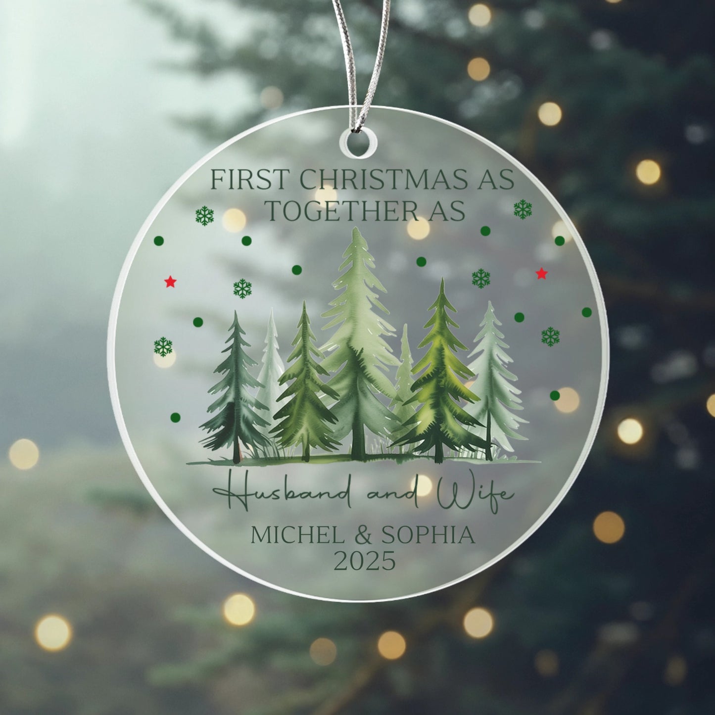 First Christmas as Husband and Wife Personalized Acrylic Ornament 2025 – Custom Newlywed Ornament, Married Couple Gift Keepsake