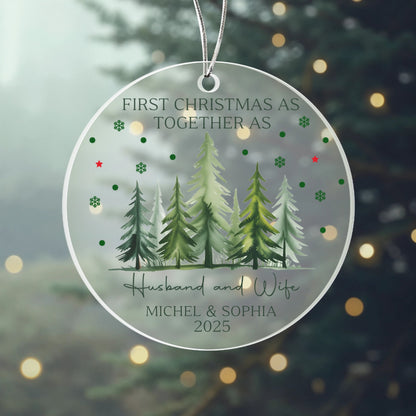 First Christmas as Husband and Wife Personalized Acrylic Ornament 2025 – Custom Newlywed Ornament, Married Couple Gift Keepsake