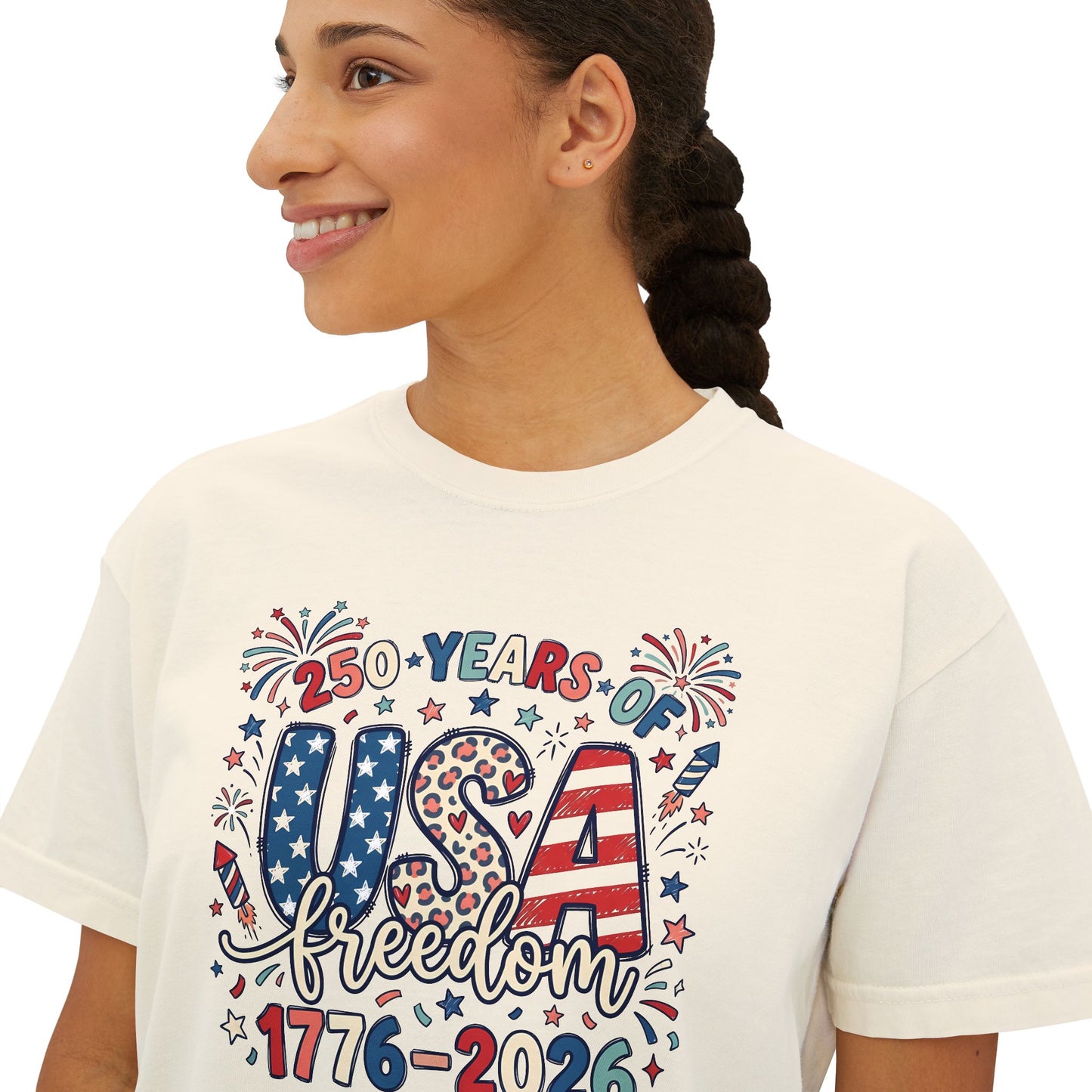 USA Freedom 250th Anniversary Women's Boxy Tee