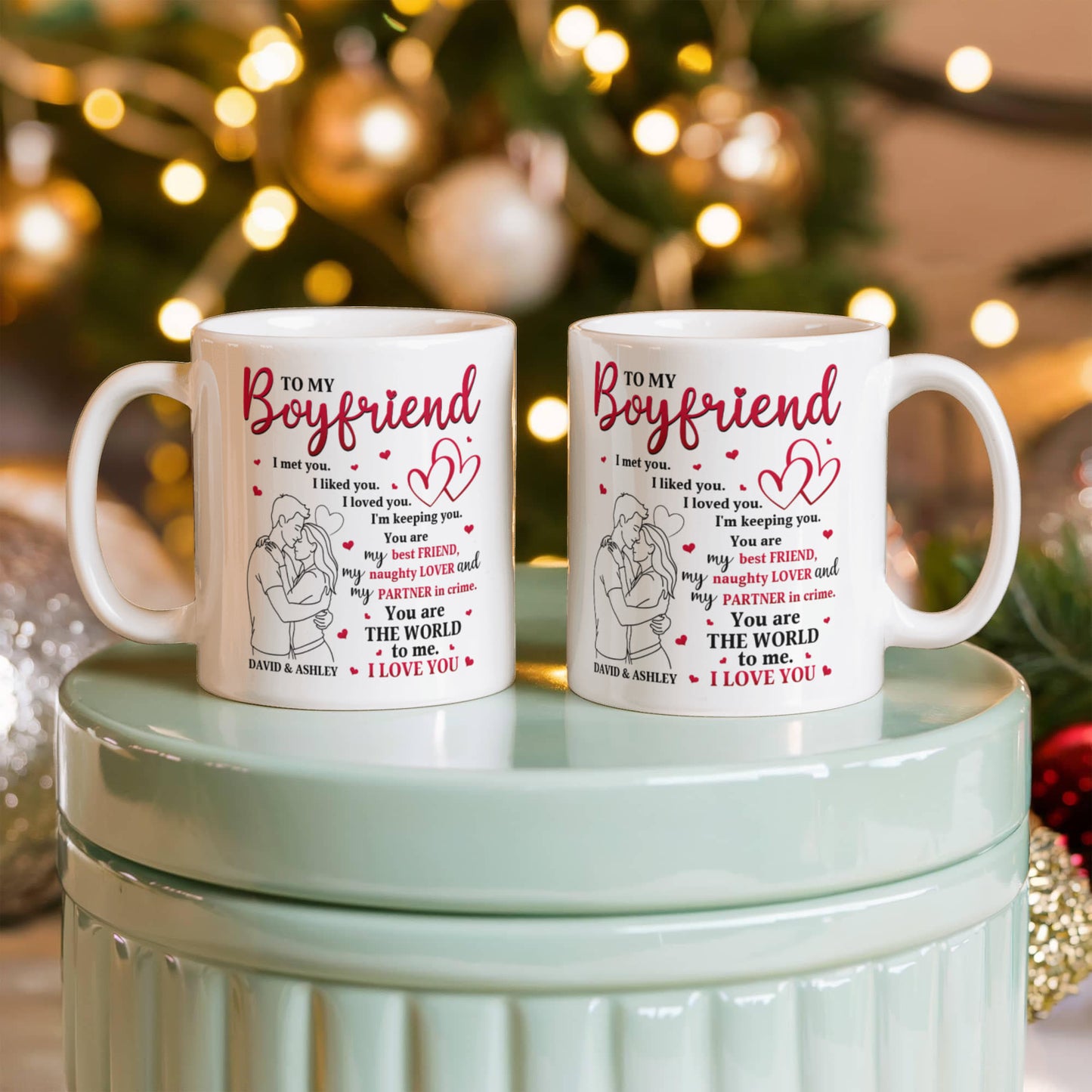 Personalized Valentine Mug for Boyfriend – “To My Boyfriend” I Love You Coffee Mug, Custom Name Gift