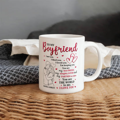 Personalized Valentine Mug for Boyfriend – “To My Boyfriend” I Love You Coffee Mug, Custom Name Gift