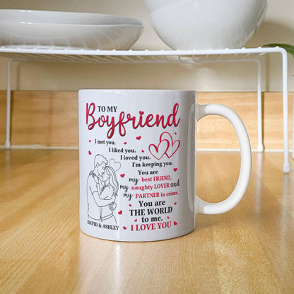 Personalized Valentine Mug for Boyfriend – “To My Boyfriend” I Love You Coffee Mug, Custom Name Gift