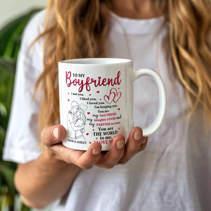 Personalized Valentine Mug for Boyfriend – “To My Boyfriend” I Love You Coffee Mug, Custom Name Gift