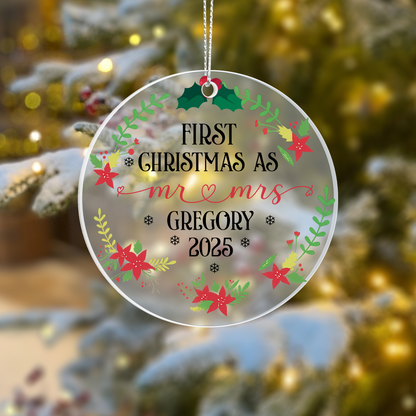First Christmas as Mr & Mrs 2025” acrylic ornament !