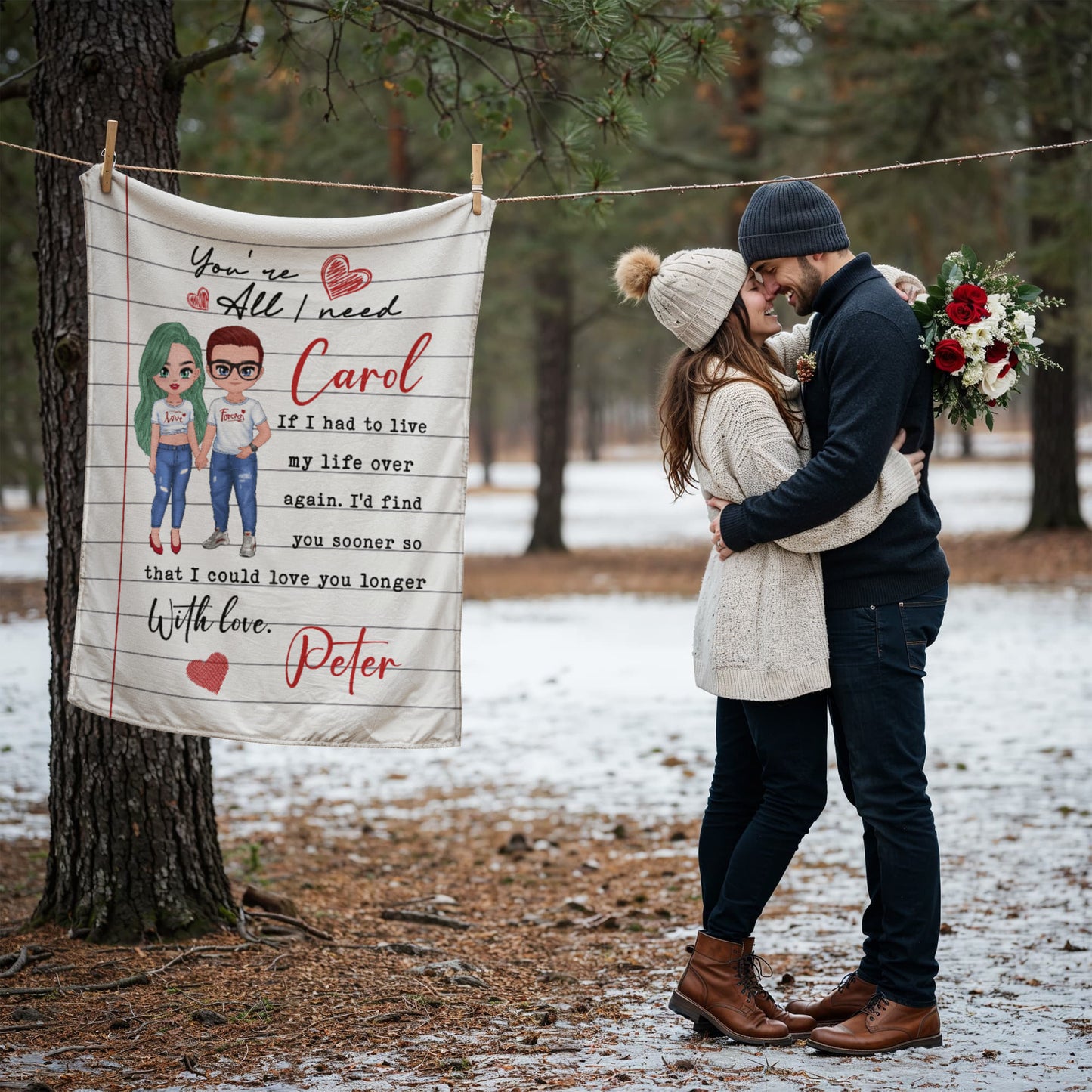 Personalized gift blanket for couples