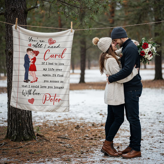 Notebook style couple love blanket