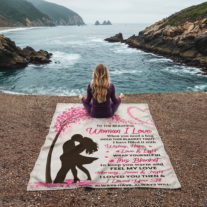 Personalized Valentine Blanket for Her – To the Woman I Love Coral Fleece Blanket, Custom Name Romantic Gift