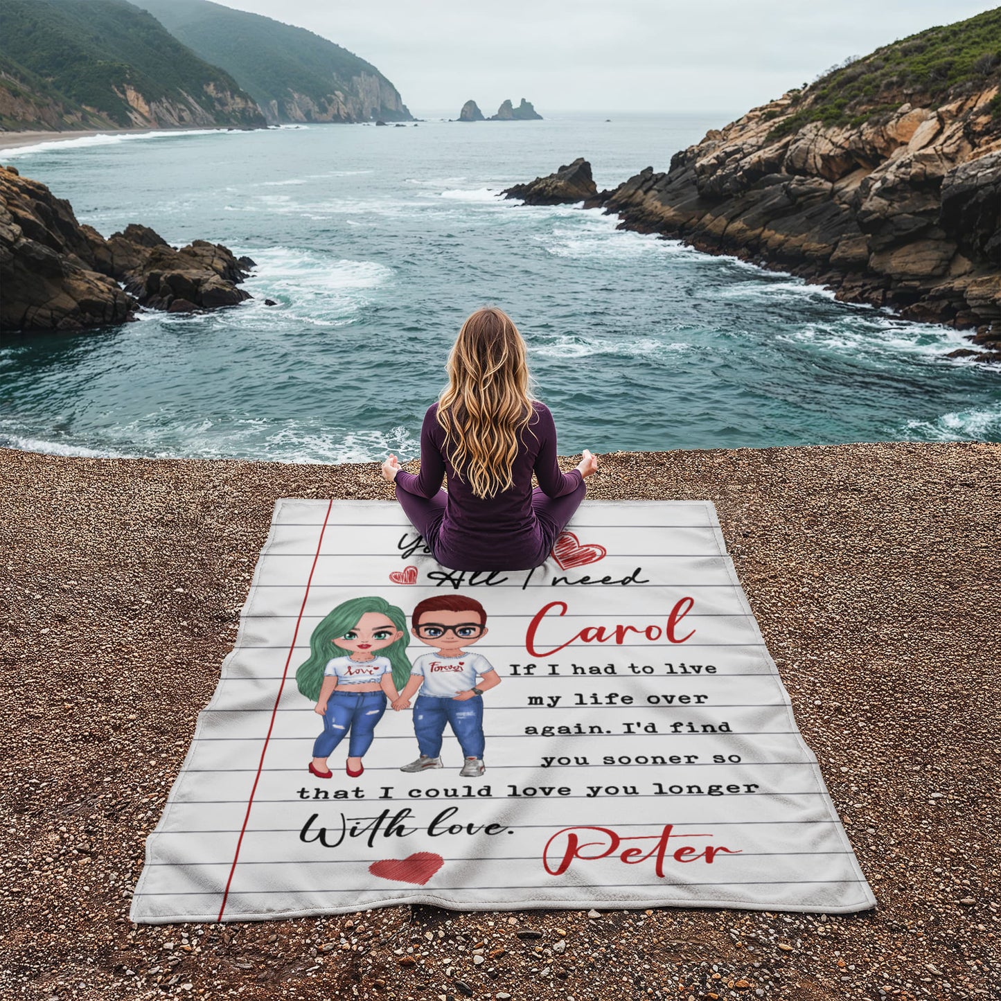 Custom name romantic fleece blanket