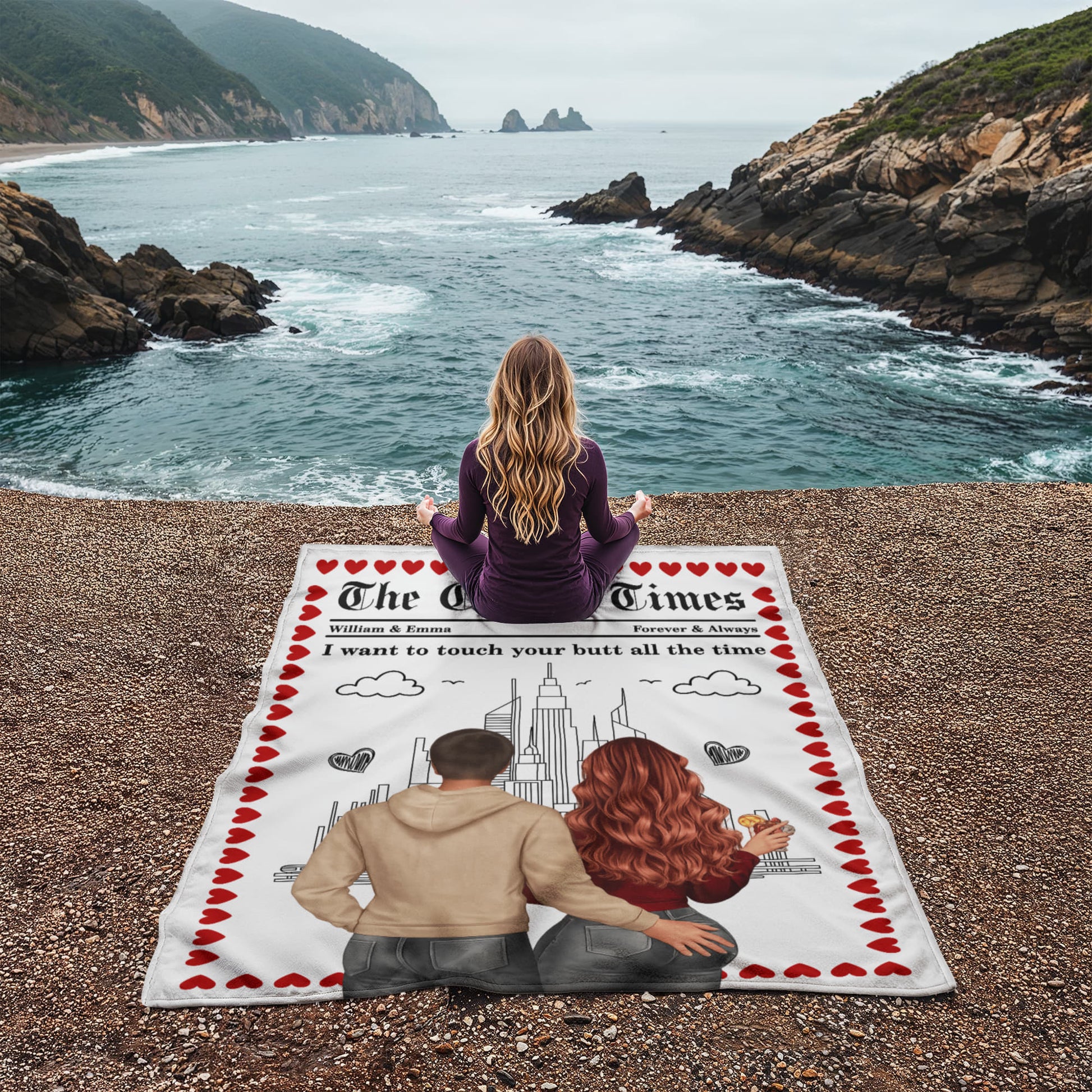 Custom clipart blanket for couples