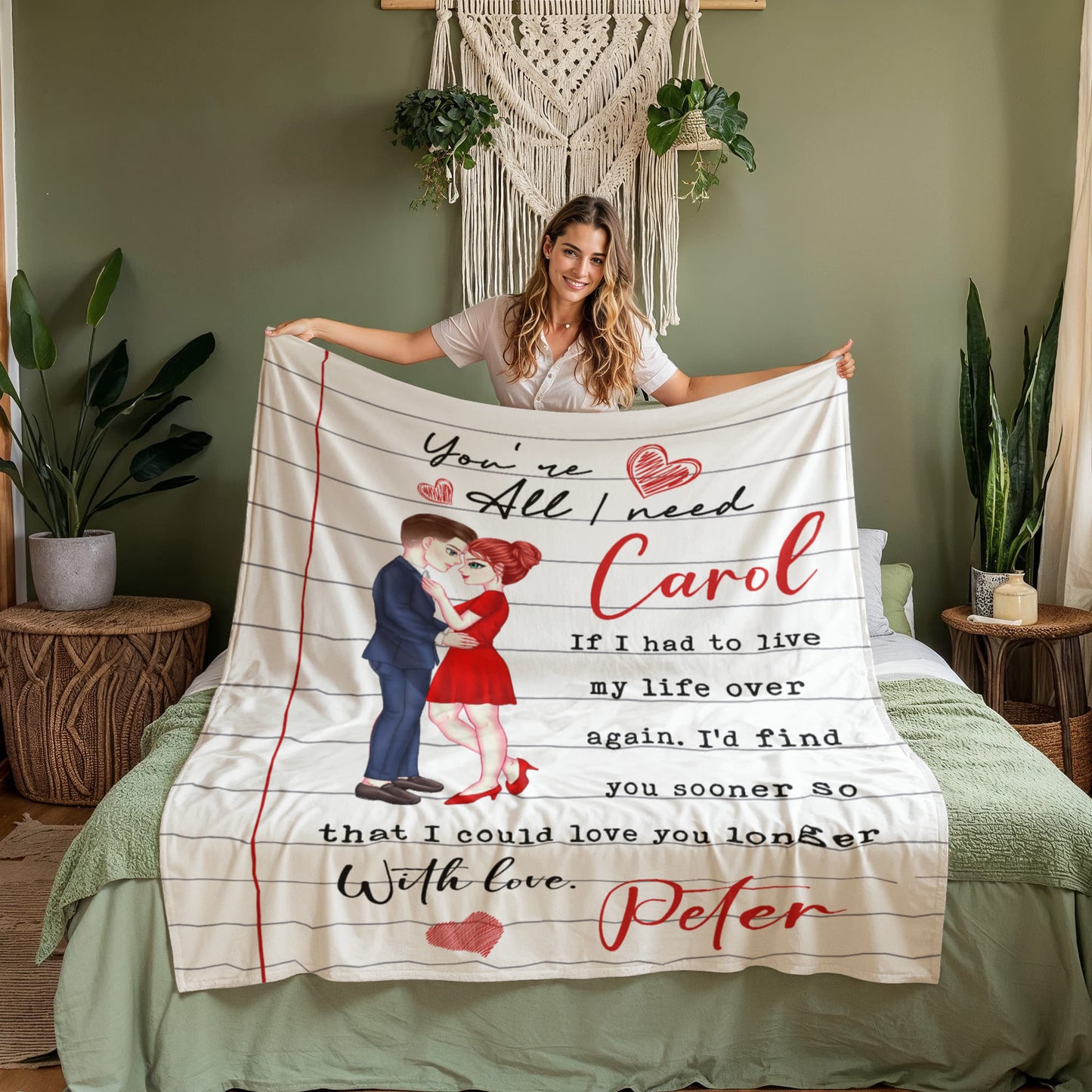 Custom name romantic fleece blanket