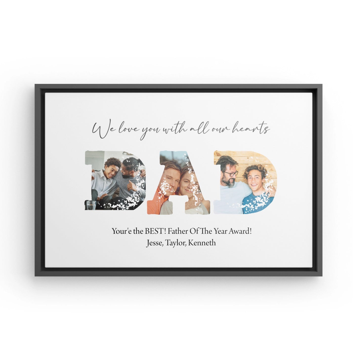 Personalized “DAD” Framed Father's Day Photo Canvas Keepsake Gift for Dad