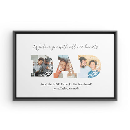 Personalized “DAD” Framed Father's Day Photo Canvas Keepsake Gift for Dad