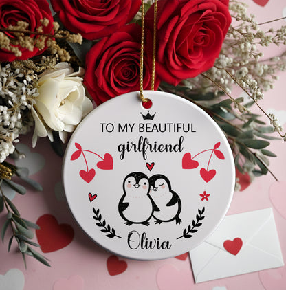 Personalized Valentine’s Day Ornament – Girlfriend Love Keepsake Gift