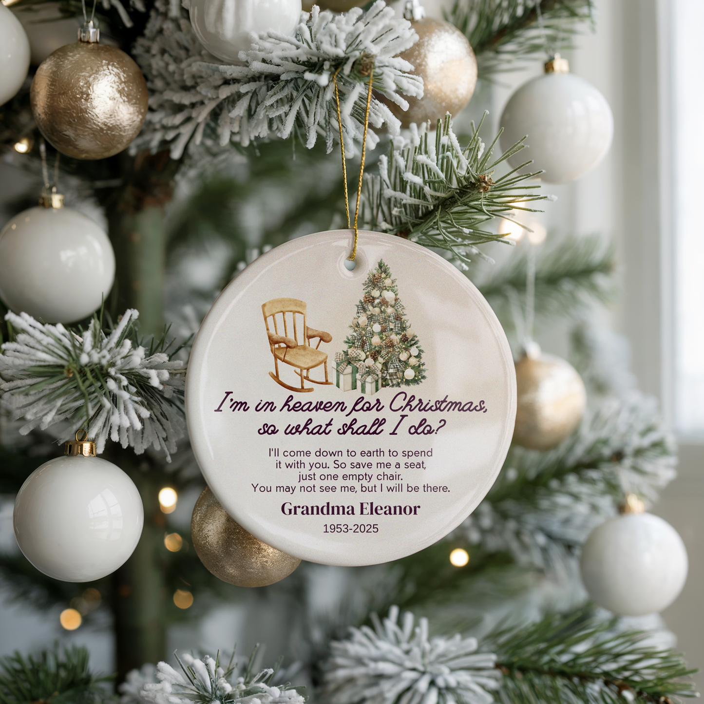 Personalized Memorial Ornament – “I’m in Heaven for Christmas” Custom Remembrance Ornament – In Loving Memory Keepsake Gift for Loss of Loved One