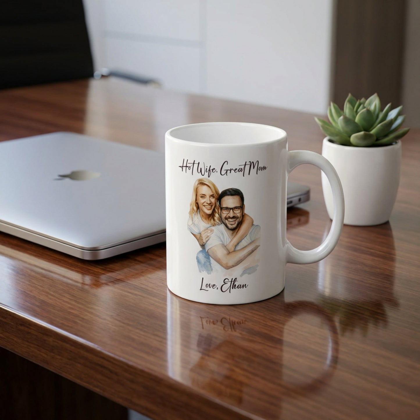 Hot Wife Great Mom Mug, Personalized Photo Custom Gift, Love Ethan Coffee Cup, Best Mom Present, Gift for Her, Pet Lover Mug